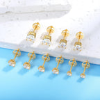 MDFUN Screw Back Stud Earrings for Women Men, 5 Pairs 3-7MM