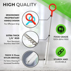 Buenalife Heavy Duty Cleaning Brushes Set of 8 - Extra Long Straw Cleaners for Metal and Plastic Reusable Drinking Straws, to Clean Small Spaces, Sippy Cups, Water Bottles - Sturdy Hard Brush Bristles