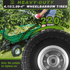 4 Pcs 4.10/3.50-4" Tire and Wheel Flat Free, 10 Inch Solid Rubber Tires with 5/8" Axle Bore Hole, 2.2" Offset Hub for Hand Truck, Wheelbarrow, Gorilla Cart, Garden Wagon Cart, Dolly, Utility Cart