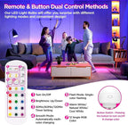 Rechargeable Battery Operated Light Bulb with Remote Control 4 Packs, 350LM Dimmable Detachable LED Bulb with 15 Colors Selectable & 3 Timer, Wireless Puck Light Bulb for Wall Sconce, Non-Hardwired