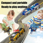 Transforming Dinosaur Toys, 2 in 1 Magnetic Cars Collision Transform into Dino Toys, for Boys Girls Toy Age 2-12, Christmas Birthday Gift (Gold Blue)