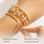 Turandoss 18K Gold Plated Beaded Initial Bracelet for Women Jewelry Gifts
