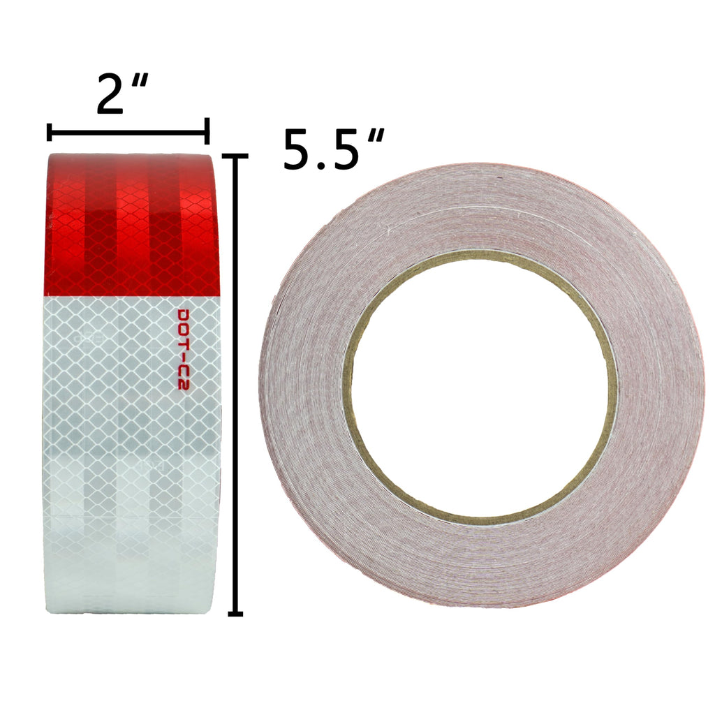 SWRT DOT-C2 Reflective Tape 2 Inch x 30 Feet Red White Reflective Tape Outdoor Waterproof Conspicuity Strong Adhesive Reflector Tape Warning Safety Tape for Vehicles Trailers Boats Signs