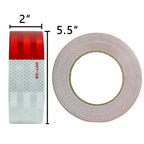SWRT DOT-C2 Reflective Tape 2 Inch x 30 Feet Red White Reflective Tape Outdoor Waterproof Conspicuity Strong Adhesive Reflector Tape Warning Safety Tape for Vehicles Trailers Boats Signs