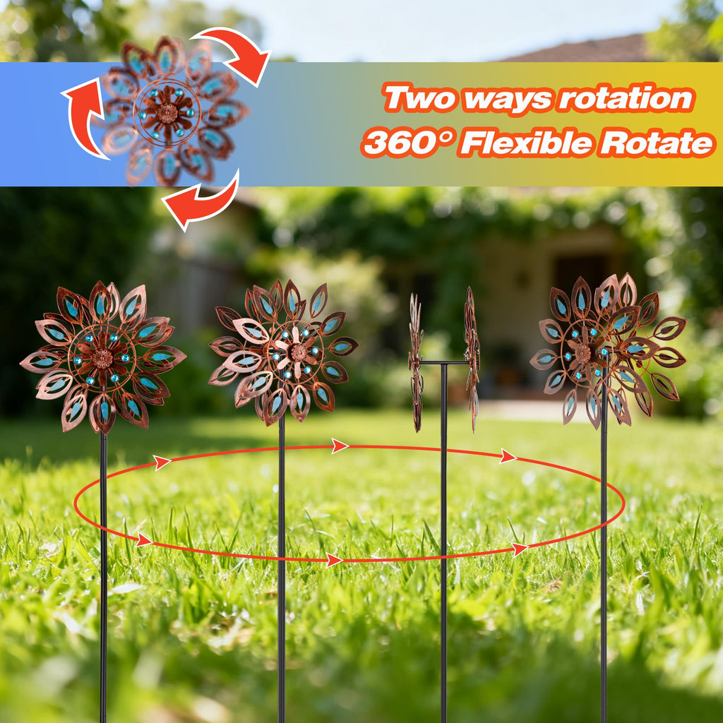Wind Spinners for Outdoor Yard Decor, 360 Degrees Swivel Outdoor Metal Wind Spinner, 62" Wind Sculptures Garden Decor for Patio Lawn Yard
