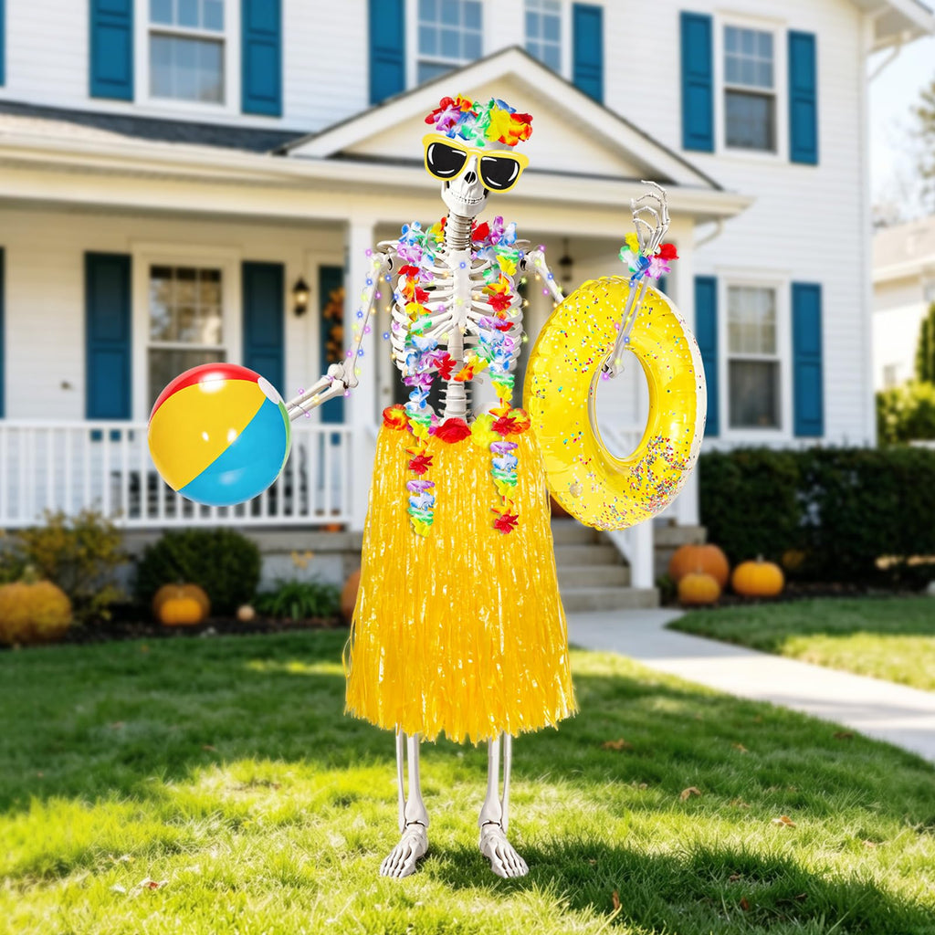 Apopipico 10 Pcs 12 ft Skeleton Summer Costume Outfits Accessories Set