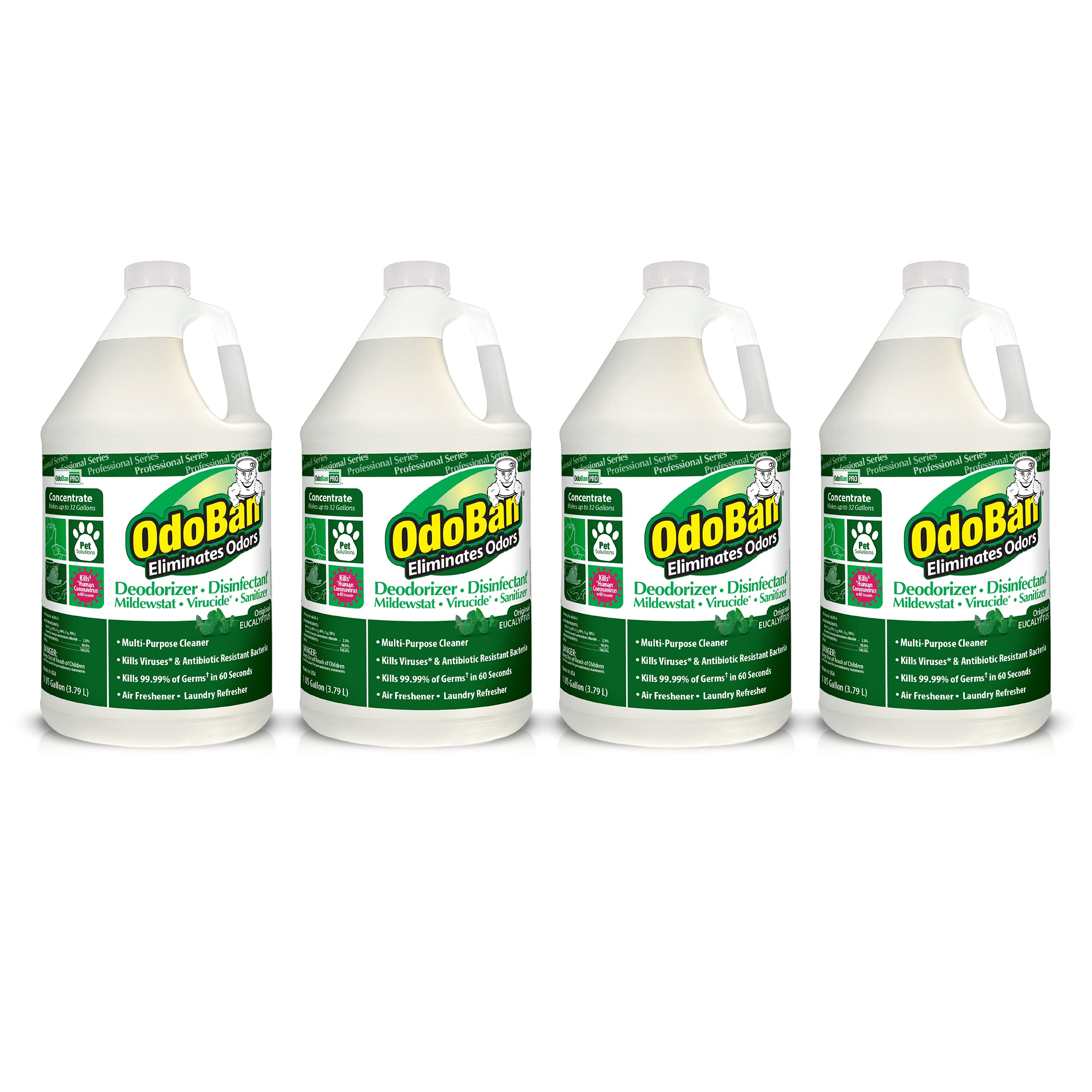 OdoBan Professional Disinfectant and Odor Eliminator Concentrate, 4 Gallons, Original Eucalyptus Scent