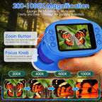 4K 1000X Handheld Digital Microscope for Kids with 2.0" IPS Screen(Blue)
