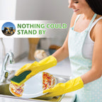 SCRUBIT Heavy Duty Scrub Sponges - Dishwashing Sponge Along with A Tough Scouring Pad - Ideal for Cleaning Kitchen, Dishes, Bathroom - Yellow - 24 Dish sponges