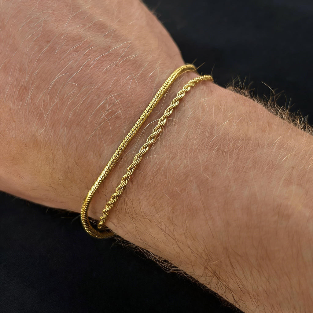 MosFlor 4 Pcs Mens Bracelet Gold Cuban, Cuban link Chain for men Waterproof Stainless Steel Men Jewelry Adjustable Bracelets for Men Birthday Gifts for Him Dad Son