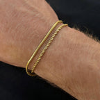MosFlor 4 Pcs Mens Bracelet Gold Cuban, Cuban link Chain for men Waterproof Stainless Steel Men Jewelry Adjustable Bracelets for Men Birthday Gifts for Him Dad Son