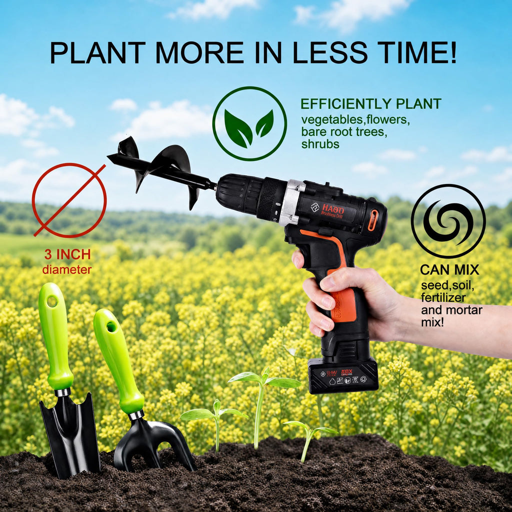 ERYTLLY Bulb Planter, Auger Spiral, Garden Planter Tool 2.5 x 16.5 inch,Rapid Umbrella Hole Digger for Planting Bulb Seedlings Bedding Tulips, and Digging Weeds Roots