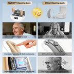 NVBOTY OTC Hearing Aids for Seniors & Adults - Rechargeable, 25+ Hour Battery Life, Advanced Noise Cancellation, 5-Level Volume & Memory, Clear Sound, Comfort-Fit, LED Display (White)
