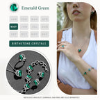 Leafael Infinity Love Heart Stud Earrings for Women, May Birthstone Crystal Emerald Green, Gifts for Mom, Wife, and Her, Silver Tone