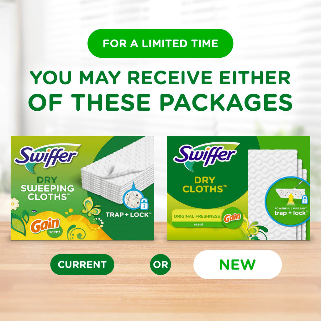 Swiffer Sweep + Mop, Dry Pads Refill, Floor Cleaner for Dirt, Dust, Hair, Cleaning Cloths for Mopping Home, Bathroom, Kitchen, Dust Mop, Floor Duster, Unscented, 52ct