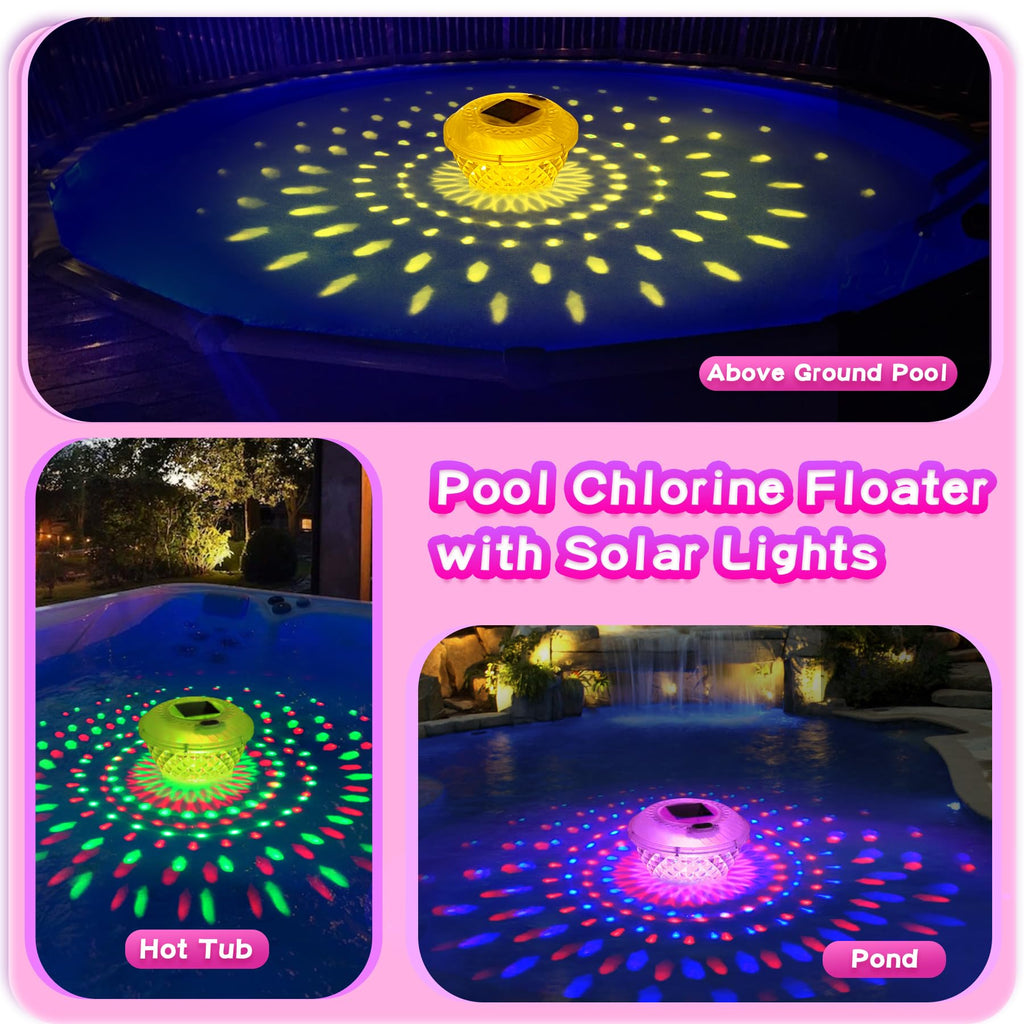 FineBud Solar Pool Chlorine Floater,Chlorine Floater with Colorful ...