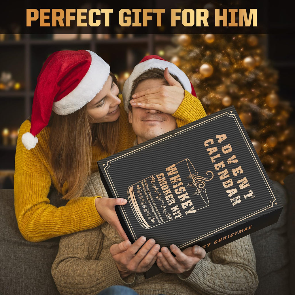 Whiskey Advent Calendar 2026 for Men, 24 Day Bourbon Smoker Infuser Kit for Cocktail and Whisky Lovers, Perfect Christmas for Husband, Dad, Boyfriend, Him(NO Butane, Glass)