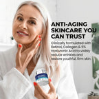 Face Moisturizer for Aging Skin: Wrinkle Cream for Older Women and Men 50 and 60 plus with Retinol, Collagen and Hyaluronic Acid – Facial Moisturizer for Mature Skin, 1.7 fl. Oz (Medium, Unscented)