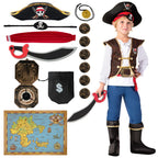 Spooktacular Creations Halloween Pirate Costume Kids, Blue Boys Pirate Costume Deluxe Set with Accessories for Toddler Halloween DressUp, Themed Party (Small, 5-7 yrs)