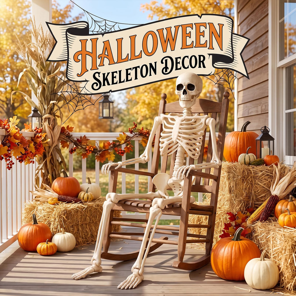 Toolterritary 36" Halloween Skeleton, 3 ft Human Skeleton Full Body Posable Joints Plastic Skeleton for Halloween Decoration, Yard Patio Lawn Garden Skeleton Spooky Party Decoration Indoor Outdoor