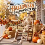 Toolterritary 36" Halloween Skeleton, 3 ft Human Skeleton Full Body Posable Joints Plastic Skeleton for Halloween Decoration, Yard Patio Lawn Garden Skeleton Spooky Party Decoration Indoor Outdoor