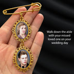 Wedding Bouquet Memorial Remembrance Photo Charm Gold Holds 2 Pictures