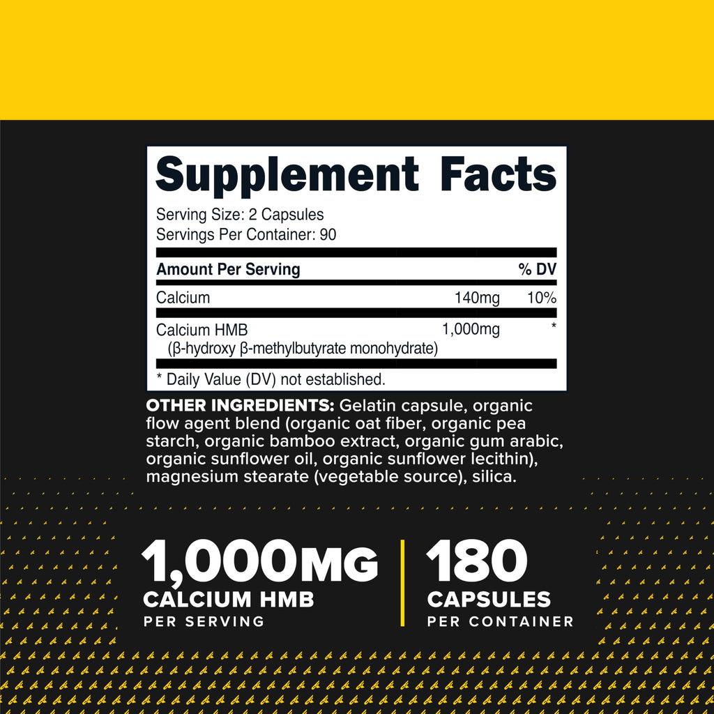 Primaforce HMB (Beta-Hydroxy Beta-Methylbutyrate) 1000mg, 180 Capsules (500mg Per Capsule) - Gluten Free and Non-GMO Supplement