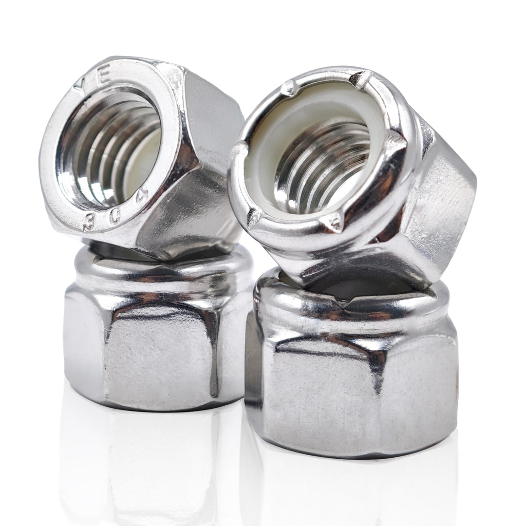 Kinhon Rock 5/16"-18 Nylon Insert Lock Nuts 30pcs SAE 304 Stainless Steel Nylon Locknuts Hex Lock Nuts Reusable Anti-Loose Corrosion-Resistant for DIY Home Automotive Industrial
