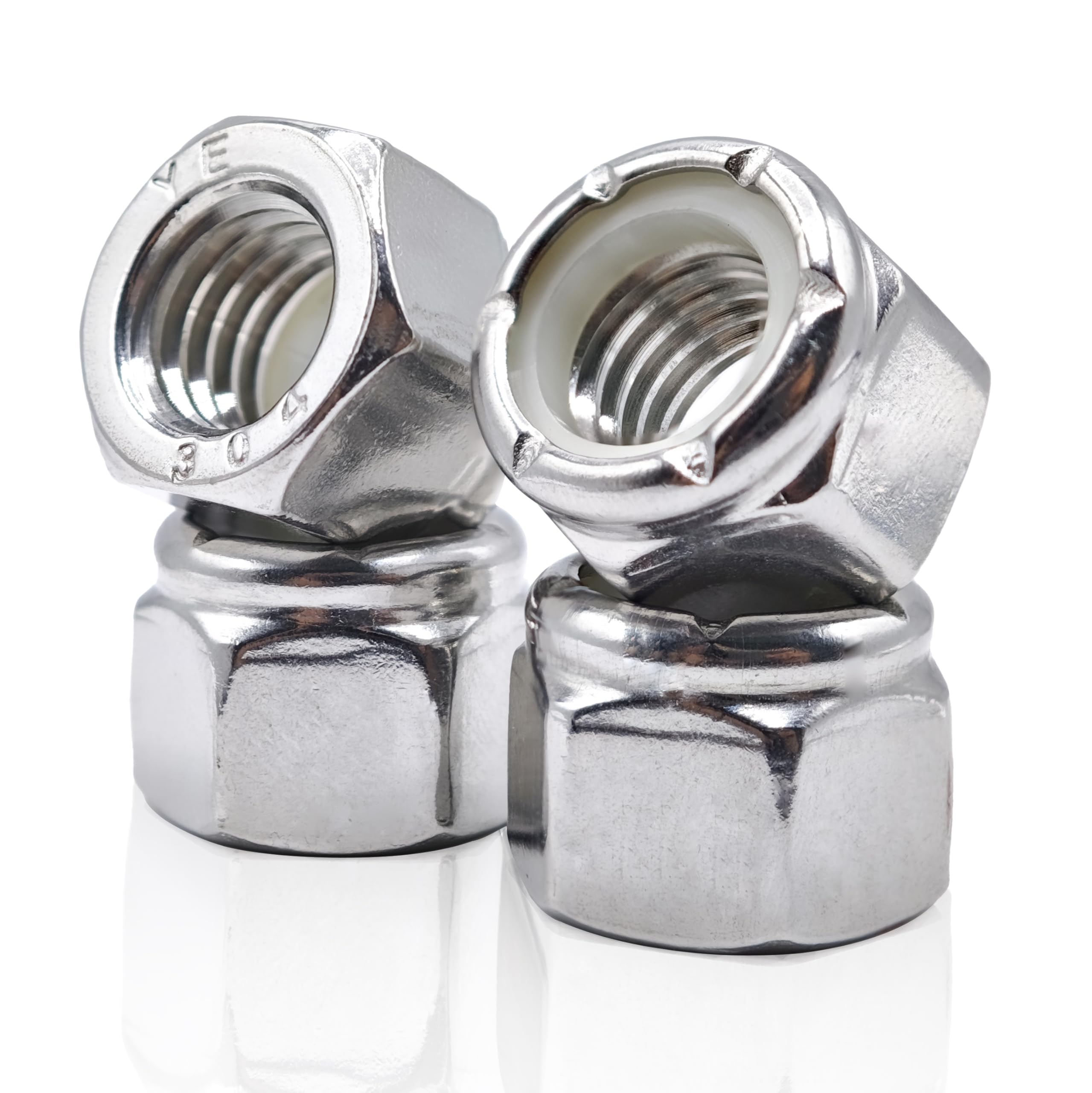 Kinhon Rock 5/16"-18 Nylon Insert Lock Nuts 30pcs SAE 304 Stainless Steel Nylon Locknuts Hex Lock Nuts Reusable Anti-Loose Corrosion-Resistant for DIY Home Automotive Industrial