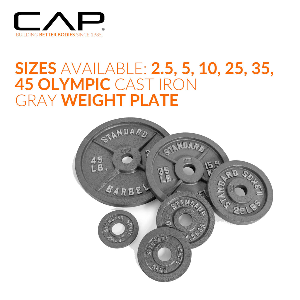 CAP Barbell Olympic 2-Inch Weight Plate, Gray, 2.5 LBS - 6 Plate Set