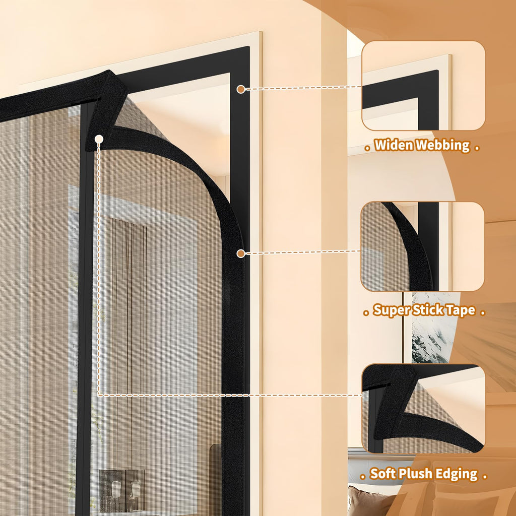 Reversible Side Opening Magnetic Screen Door for Sliding & French Doors,Upgraded PETG Mesh Anti-Tearing, Heavy Duty & Strong Magnetic, Pet and Kid Friendly - Screen Size 76"x82"
