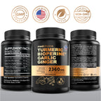 4-in-1 Turmeric Joint Support Supplements with Garlic and BioPerine - 2360 mg High Potency Herbal Blend for Mobility, Everyday Flexibility, Digestive Comfort, Active Aging Support (120ct, Pack of 3)