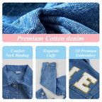 Personalized Kids Denim Jacket with Names, Custom Long Sleeve Denim Jacket for Girls Toddler, Girls Outerwear Jacket, Custom Girls Jean Jackets Clothes, 1-10 Year Old Girl Boy Birthday Christmas Gifts