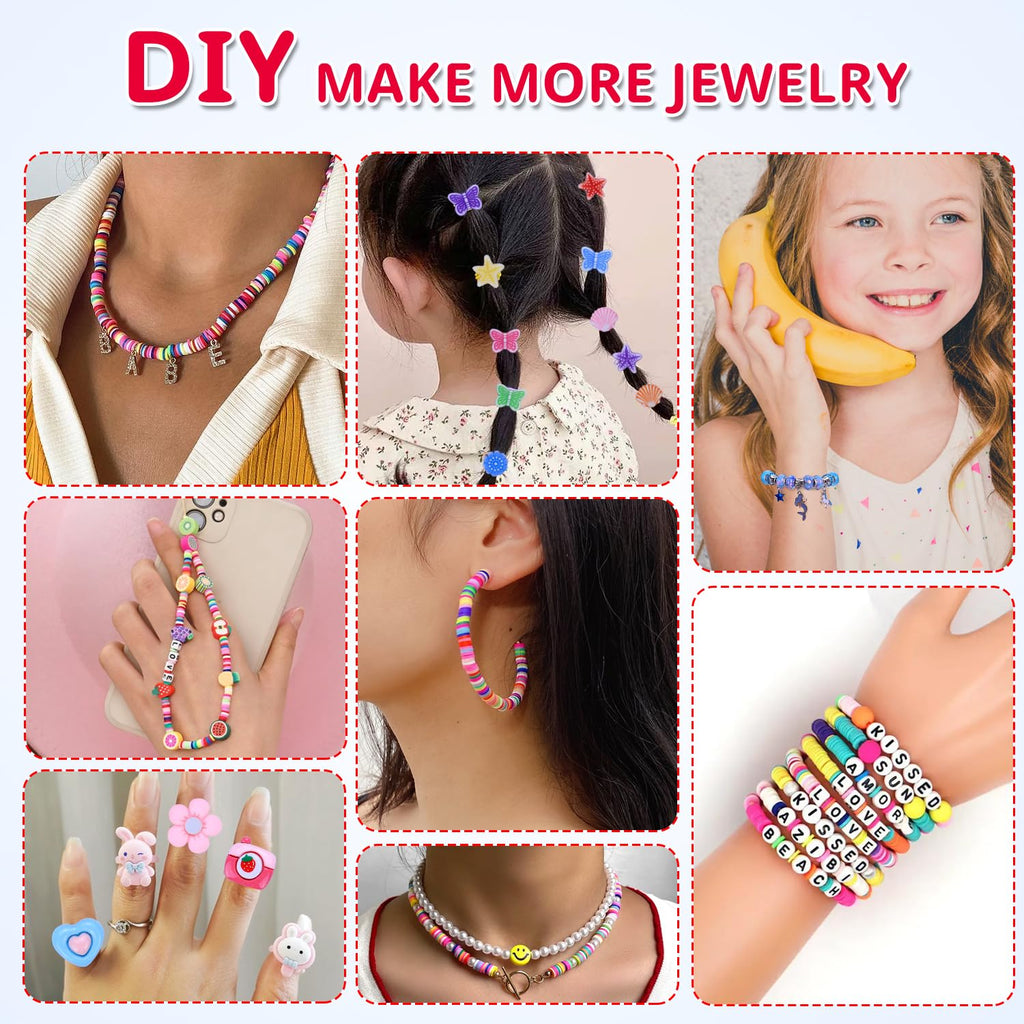 AIPRIDY 3200 Pieces Girls Toys Bracelet Making Kit, Unicorn/Mermaid Clay Beads Jewelry Activity Kit, DIY Crafts Birthday Christmas Gifts for Girls Ages 5 6 7 8 9 10 11 12 Years Old (Light Pink)