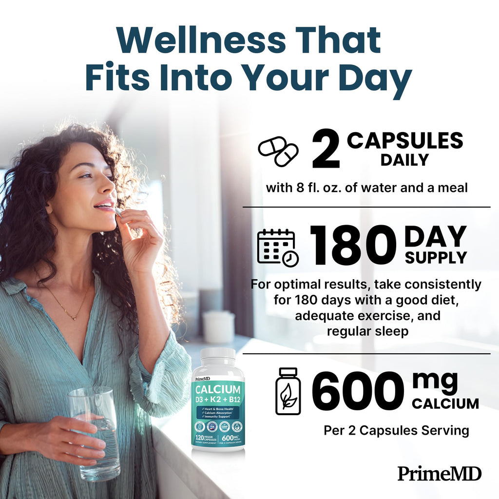 4-in-1 Calcium Supplements for Women & Men - Calcium Citrate with D3 K2 Vitamin 5000 IU - Calcium 600mg with Vitamin D3 K2 - Everyday Vitality Supplement - Vegan-Friendly, Gluten-Free (480 Capsules)