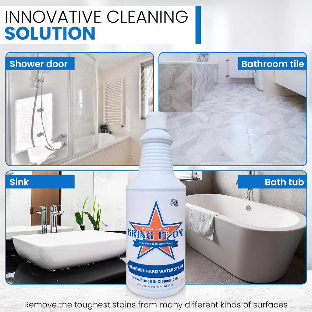 Bring It On Grout Cleaner, Hard Water Stain Remover, Remove Spots on Shower Door, Clean Tile, Fiberglass, Windows, Grout Lines Cleaner 16 Ounce