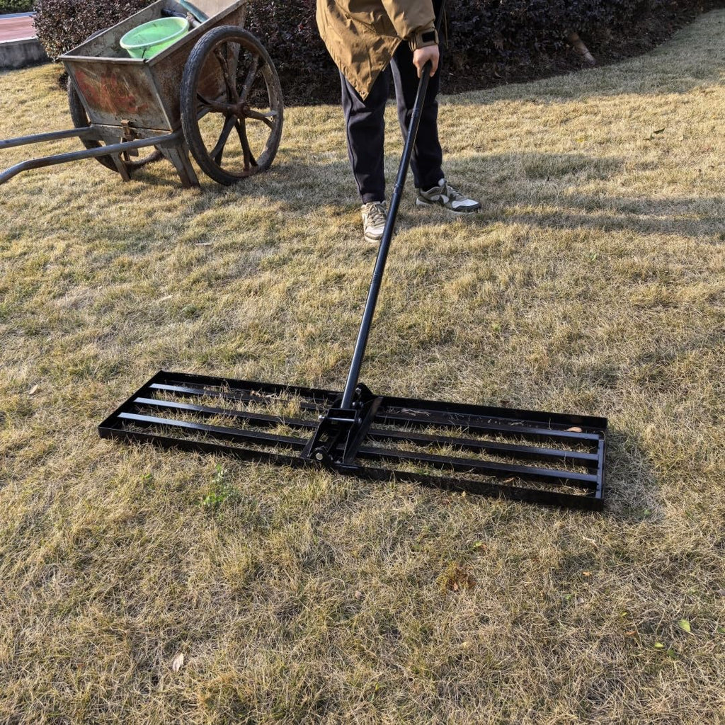 Lawn Leveling Rake, 42” x 10” Leveling Rake，Lawn Leveler w/ 72” Long Non-Slip Handle, Level Lawn Tool for Grass, Golf Field, Level Soil or Dirt Ground