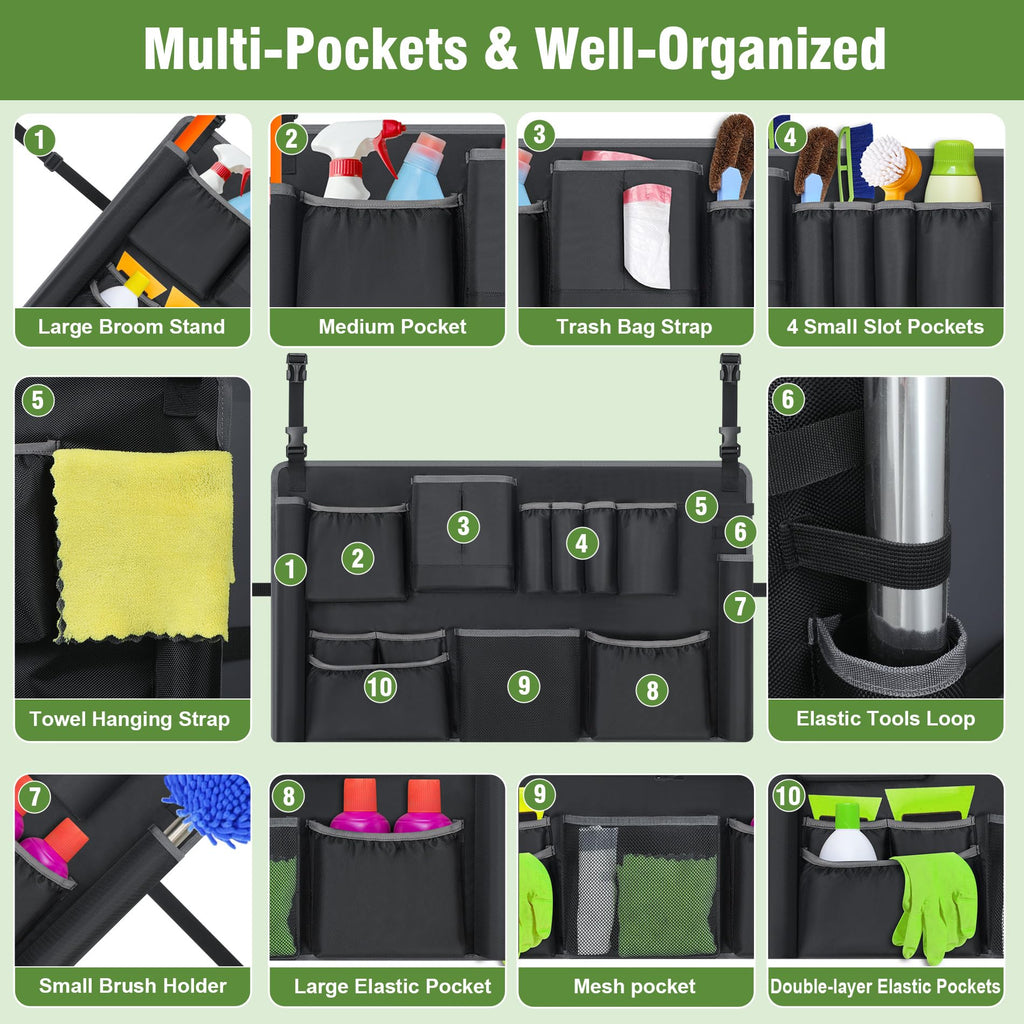 Trash Can Caddy Bags Fit 32-55 Gallon Garbage Bins, Garbage Bin Caddy Bag Organizer with Multi-Pockets, Organizer For Cleaning, Maid, & Janitorial Duty, Cleaning Caddy Bag Only