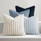 MIULEE Faux Fur Plush Decorative Throw Pillow Covers 18x18, Navy Blue