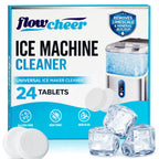 flowcheer Ice Maker Cleaner Tablets, Cleaning and Descaler for Countertop and Home Ice Machines, 24 Count for 1 Year, Suitable for Most Surfaces