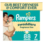 Pampers Swaddlers Diapers, Size 7 (26-50 lbs), 88 Count, Fragrance Free, Hypoallergenic, Absorbent, Pediatrician Recommended, Skin Safe