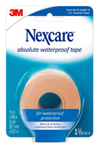 Nexcare Absolute Waterproof Tape, Flexible Foam Medical Tape, Secures Dressing and Keeps Wounds Dry - 1.5 in x 5 yds, 1 Roll of Tape