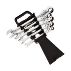 Amazon Basics 72-Tooth Ratcheting Combination Wrench Set, Chrome Vanadium Steel Flex Head, 5-Piece Metric, 180° Flexible