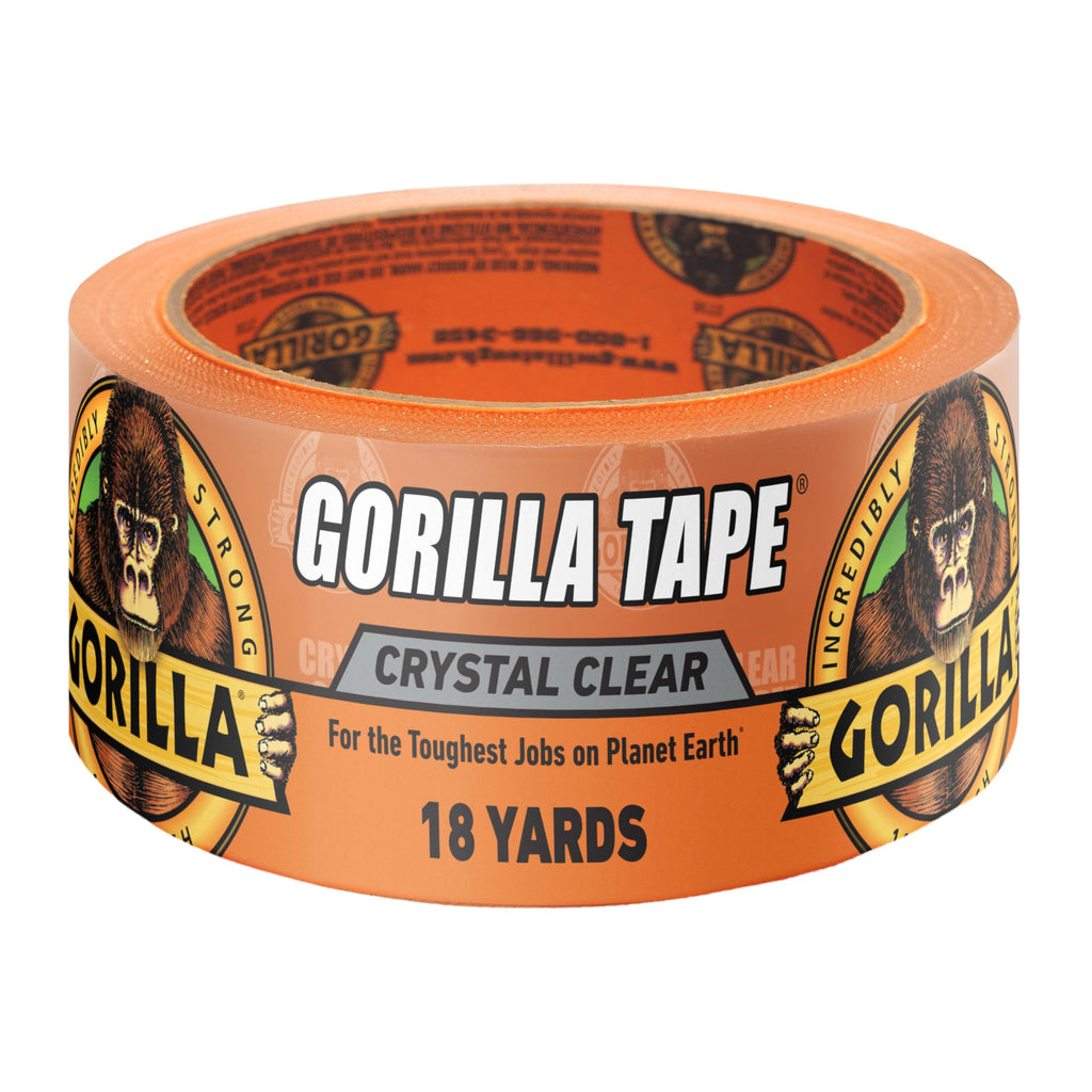 Gorilla Crystal Clear Tape, 1.88" x 18 yd, 1-Pack, Weather Resistant