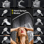 Rain Shower Head with filtered Handheld High Pressure rainfall Shower Heads with Handheld Spray Combo Adjustable one-piece stand daul shower head Built-in Magnetic Docking and Power Jets