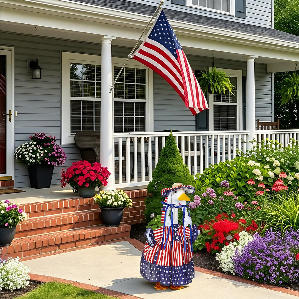 Sunnymove 4th of July Goose Outfit for 23'' Patriotic Porch Geese Costume for 250th Anniversary USA Outdoor Patio Lawn Decor (Red Blue White1)