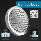 SparkPod Shower Head - High Pressure Rain - Premium Quality Luxury Design - Easy Clean Adjustable Replacement for Your Bathroom Shower Heads (Polished Chrome Finish, 6 Inch Round)