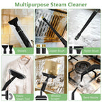 Steam Cleaner, Portable Steamer for Cleaning with 16pcs Accessories, 6-Level Adjustable and 15s Heat-Up, Handheld Steam Cleaner for Home, Tile, Dirt, Grout, Grease, Car Detailing, Dark Green