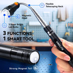 VIBELITE Extendable Magnetic Flashlight with Telescoping Magnet Pickup Tool-Fathers Day Dad Gifts for Husband, Dad, Men, Women, Him, Mechanic, Birthday Gifts for Men, Cool Gadget, Black