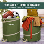 Rachmi 47 Gallon Collapsible Pop-Up Trash Can 2-Pack with Hard Bottom Green